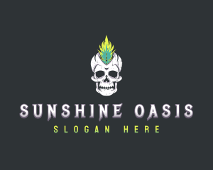 Grunge Rock Skull Mohawk logo design