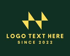 Yellow - Electricity Bolt Letter N logo design
