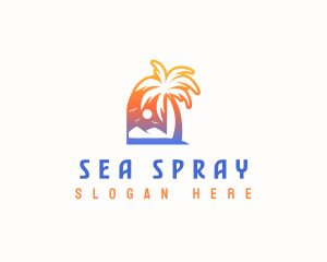 Sunset Summer Palm Tree logo design