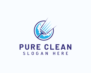 Mop Cleaning Sanitation logo design