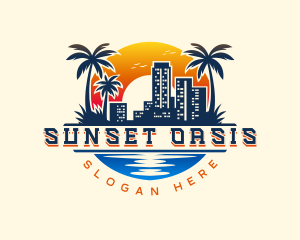 Sunset City Beach logo design