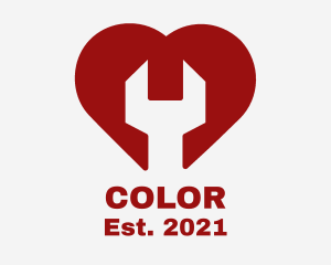 Auto Garage - Red Heart Wrench logo design