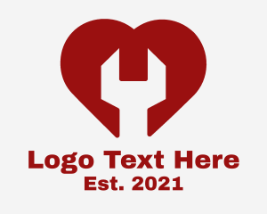 Car Repair - Red Heart Wrench logo design