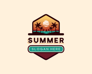 Summer Beach Sunset logo design