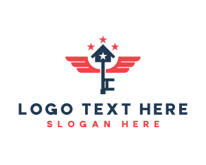 American - Real Estate Wings Key logo design