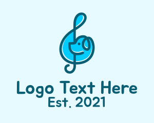 Tune - Blue G Clef Dog logo design