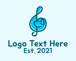 Note - Blue G Clef Dog logo design
