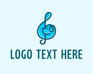 Music Lessons - Blue G Clef Dog logo design