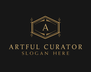 Ornate Luxury Hexagon Scroll logo design