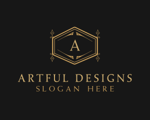 Ornate Luxury Hexagon Scroll logo design