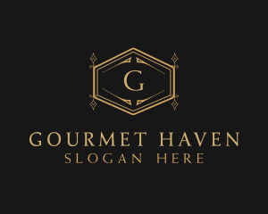 Ornate Luxury Hexagon Scroll logo design