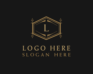 Ornate Luxury Hexagon Scroll logo design