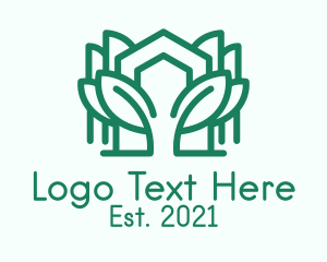 Environment Friendly - Plant House Outline logo design