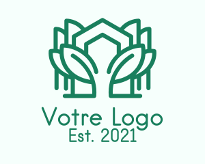 Environment Friendly - Plant House Outline logo design