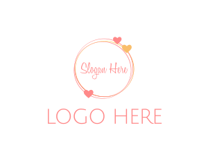 Pink And White - Dating Heart Wordmark logo design