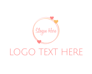 Pink And White - Dating Heart Wordmark logo design
