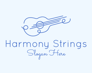 Strings - Minimalist Guitar Drawing logo design