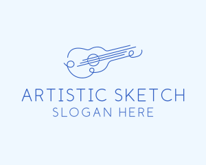 Draw - Minimalist Guitar Drawing logo design