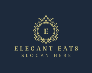 Elegant Crown Wreath logo design