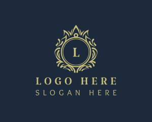 Elegant Crown Wreath logo design