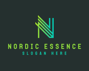 Geometric Lines Letter N logo design