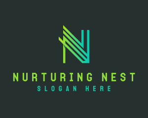 Geometric Lines Letter N logo design