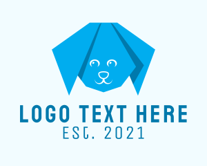 Doggy - Blue Dog Origami logo design