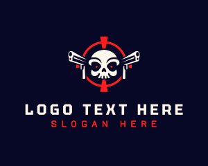 Aim - Skull Target Gun logo design