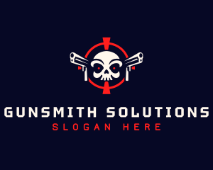 Firearms - Skull Target Gun logo design