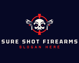 Skull Target Gun logo design