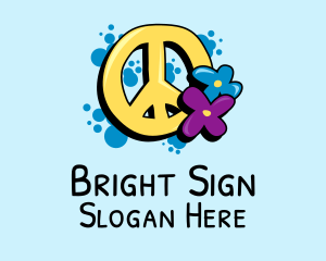 Sign - Peace Sign Flowers logo design