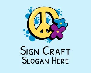 Sign - Peace Sign Flowers logo design