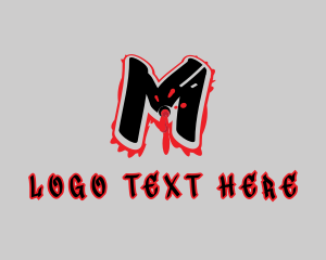 Skateboarding - Splatter Graffiti Letter M logo design