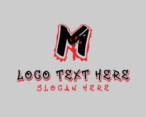 Gangster - Splatter Graffiti Letter M logo design