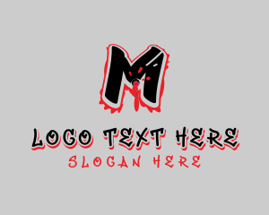 Mural Artist - Splatter Graffiti Letter M logo design