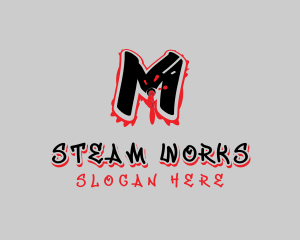 Splatter Graffiti Letter M Logo
