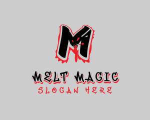 Splatter Graffiti Letter M logo design