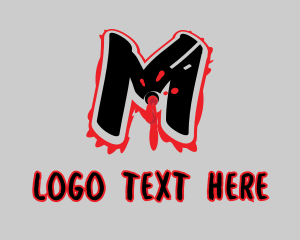 Blood - Splatter Graffiti Letter M logo design