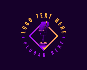 Singing - Microphone Podcast Record logo design