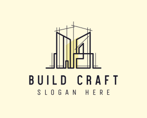 Building Architect Blueprint logo design