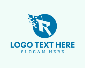 Letter R - Modern Pixel Technology logo design