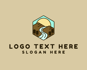 Little River Canyon - Hexagon Mountain River logo design