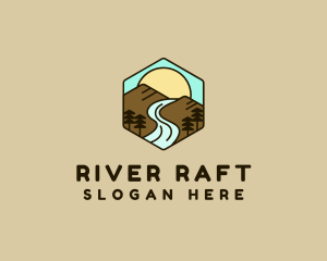 Hexagon Mountain River logo design