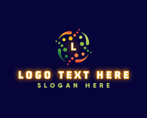 Yellow Circle - Circle Dots Technology logo design