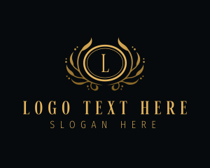 Emblem - Premium Leaf Ornament logo design