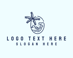Coconut Tree - Beach Resort Wave logo design