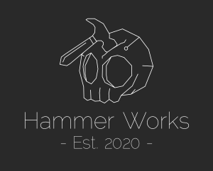 Hammer - Creepy Skull Hammer logo design