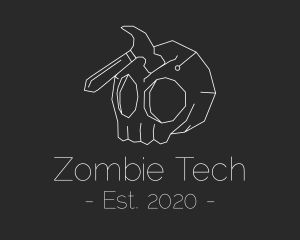 Zombie - Creepy Skull Hammer logo design