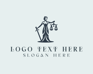 Sword - Legal Female Justice Scales logo design