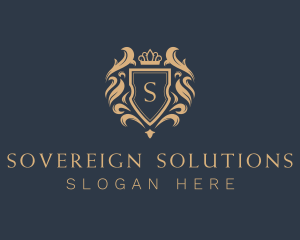 Sovereign - Royal Leaf Crown Shield logo design